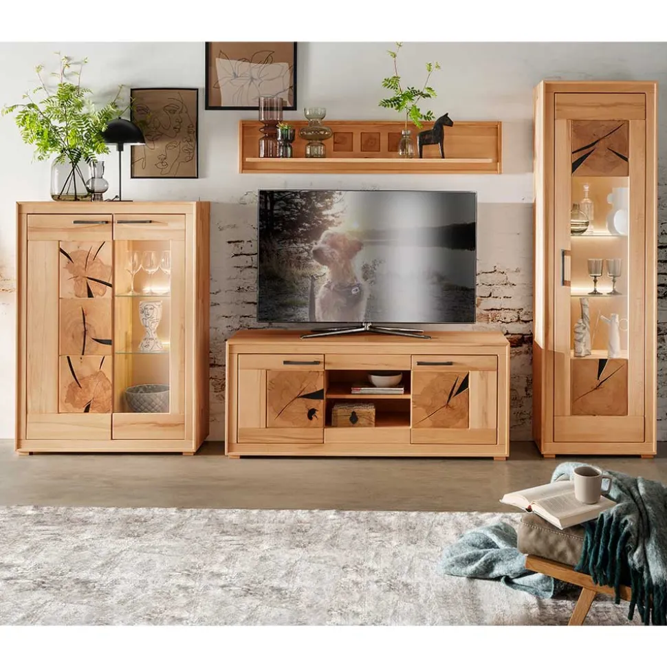 Kernbuche TV Wohnwand Olmedo