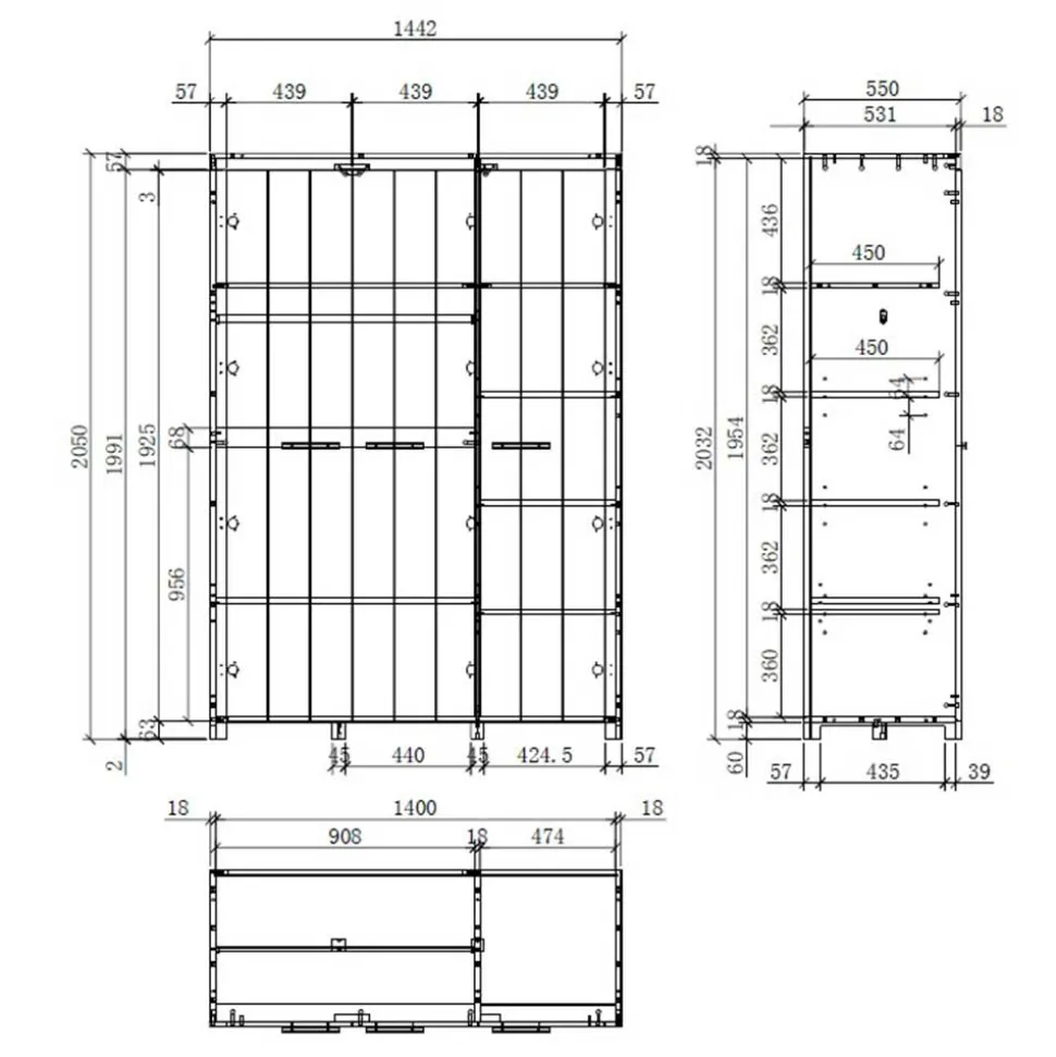 Kinderschrank 3 türig Demossa