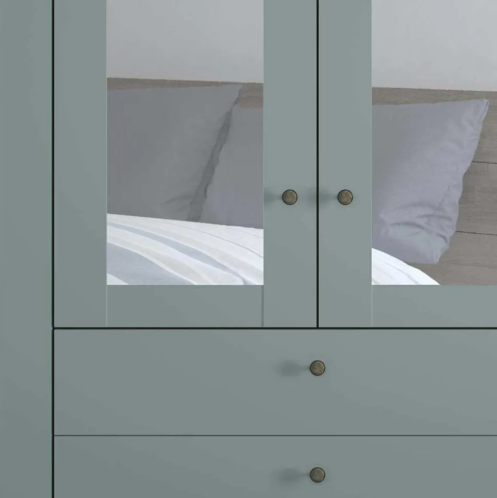 Kleiderschrank graugrün Landhaus Forjan
