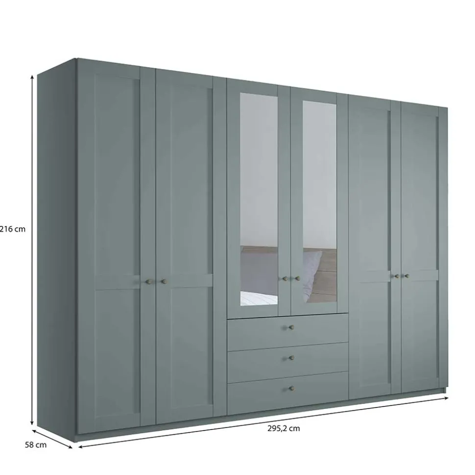 Kleiderschrank graugrün Landhaus Forjan