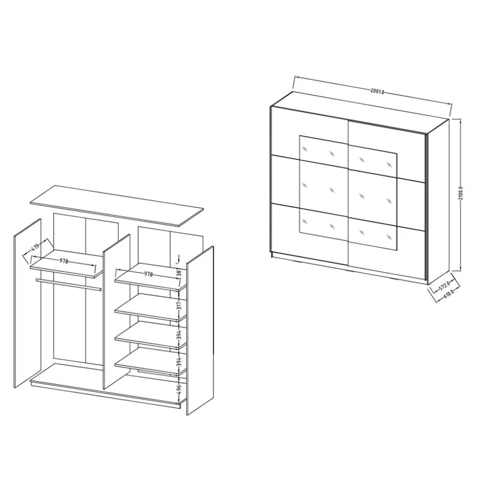 Kleiderschrank Schiebetüren Romona