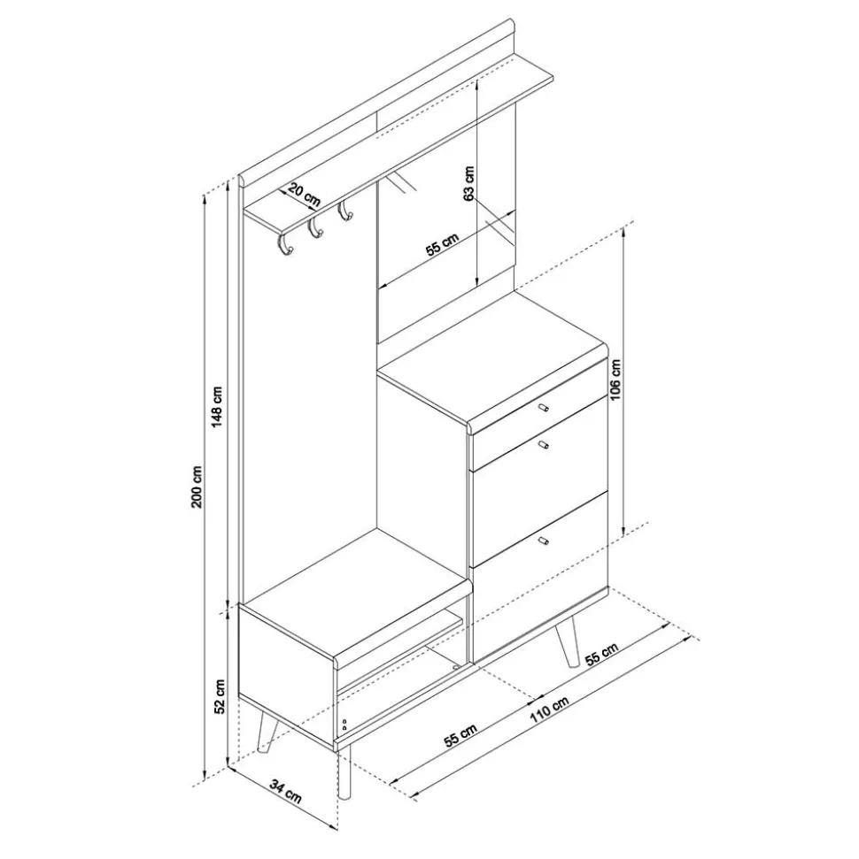 Kompaktgarderobe Levanca