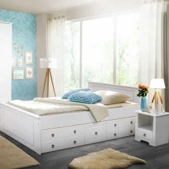 Landhaus Stil Holzbett Sadanos