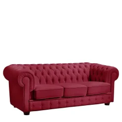 Leder Sofa Rot Dreisitzer Zoreca