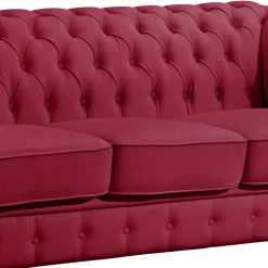Leder Sofa Rot Dreisitzer Zoreca