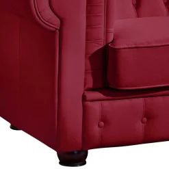 Leder Sofa Rot Dreisitzer Zoreca