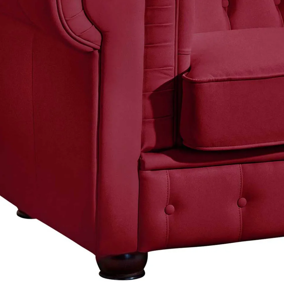 Leder Sofa Rot Dreisitzer Zoreca