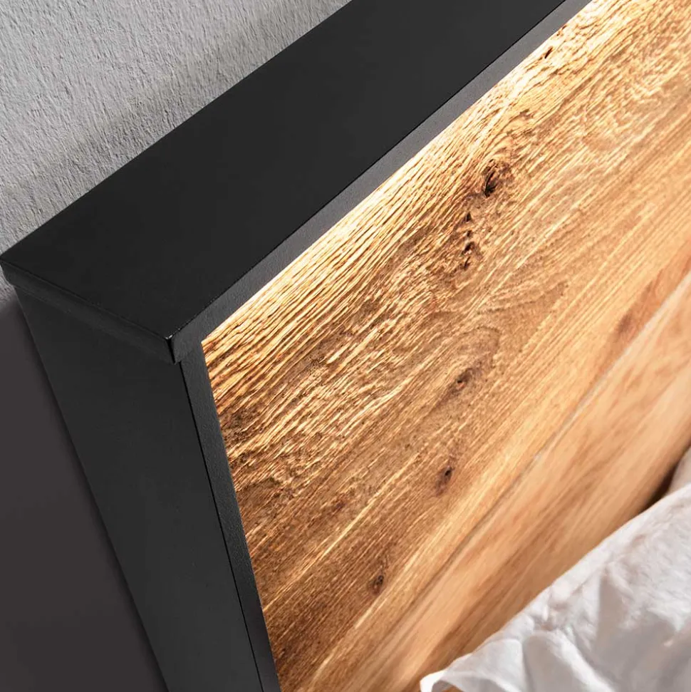 Massivholz Bett mit Nachtkonsole Scoddo