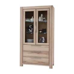 Massivholz Vitrinenschrank Stonecca