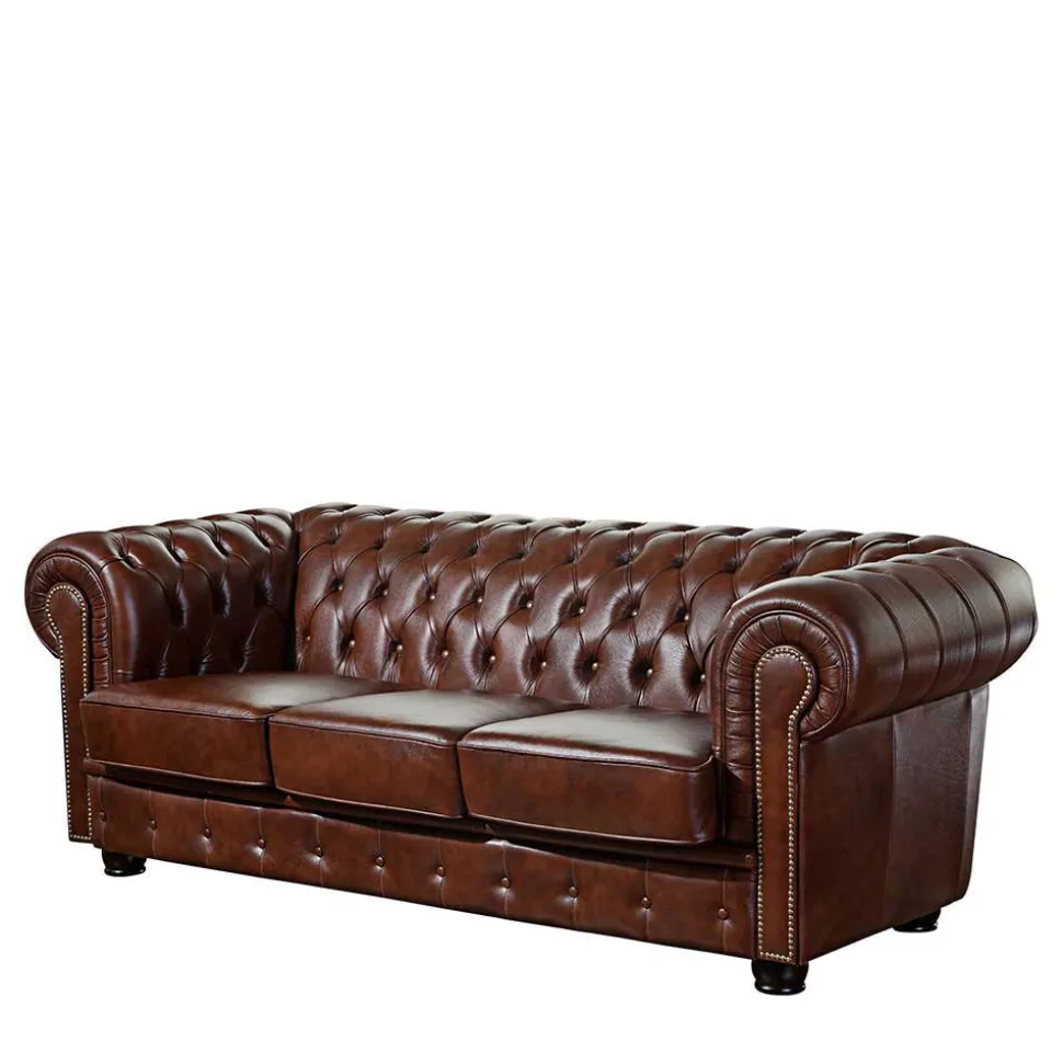 Polstergarnitur Leder braun Wengton