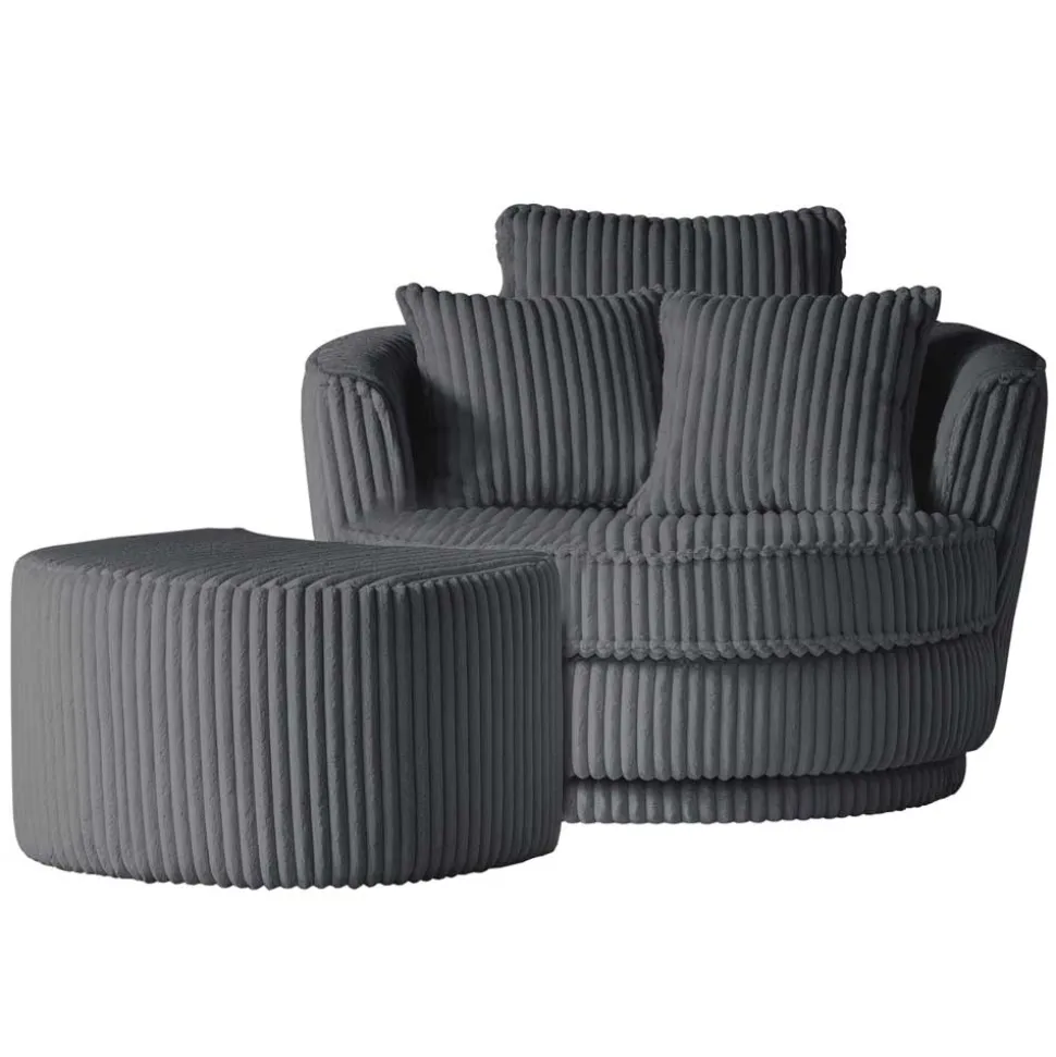 Retro Drehsessel mit Hocker Tresema