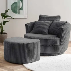 Retro Drehsessel mit Hocker Tresema