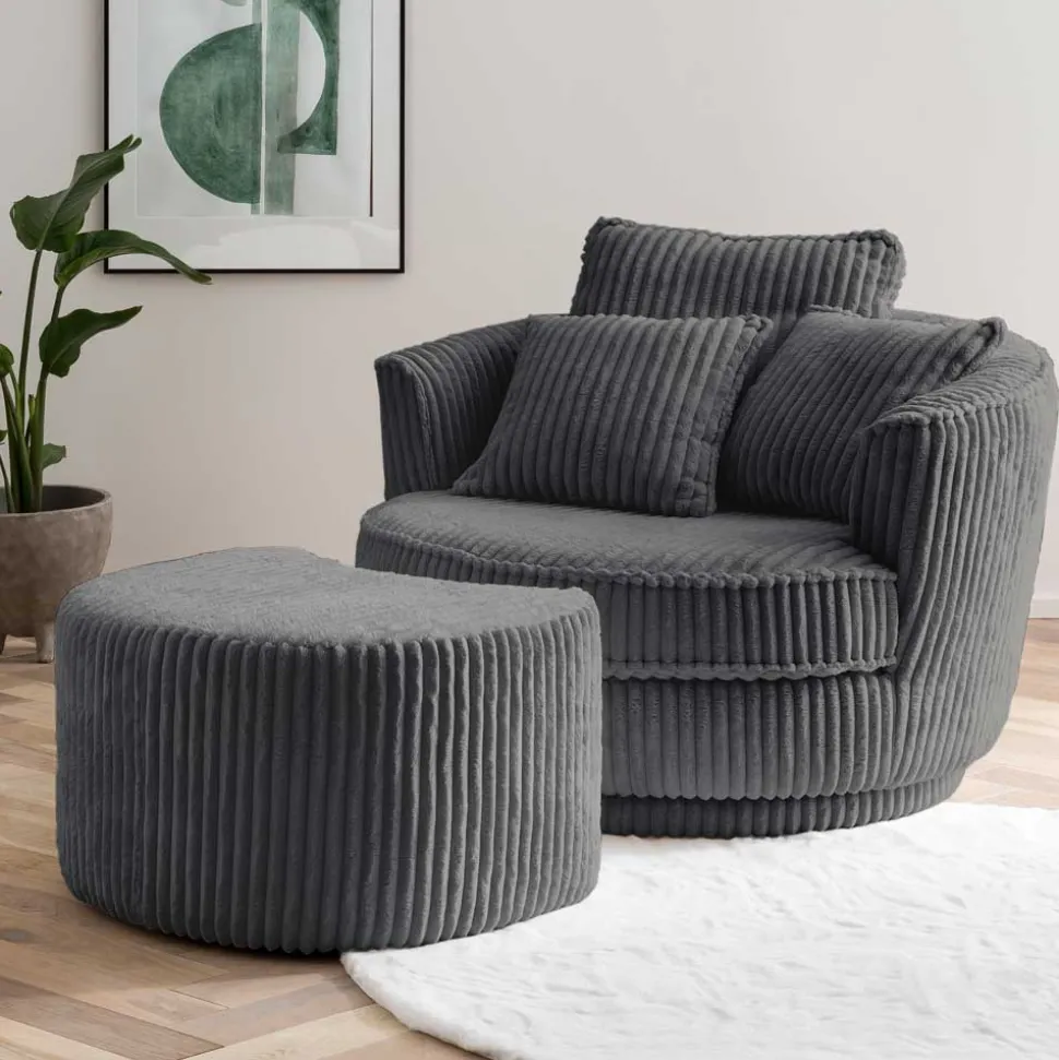 Retro Drehsessel mit Hocker Tresema