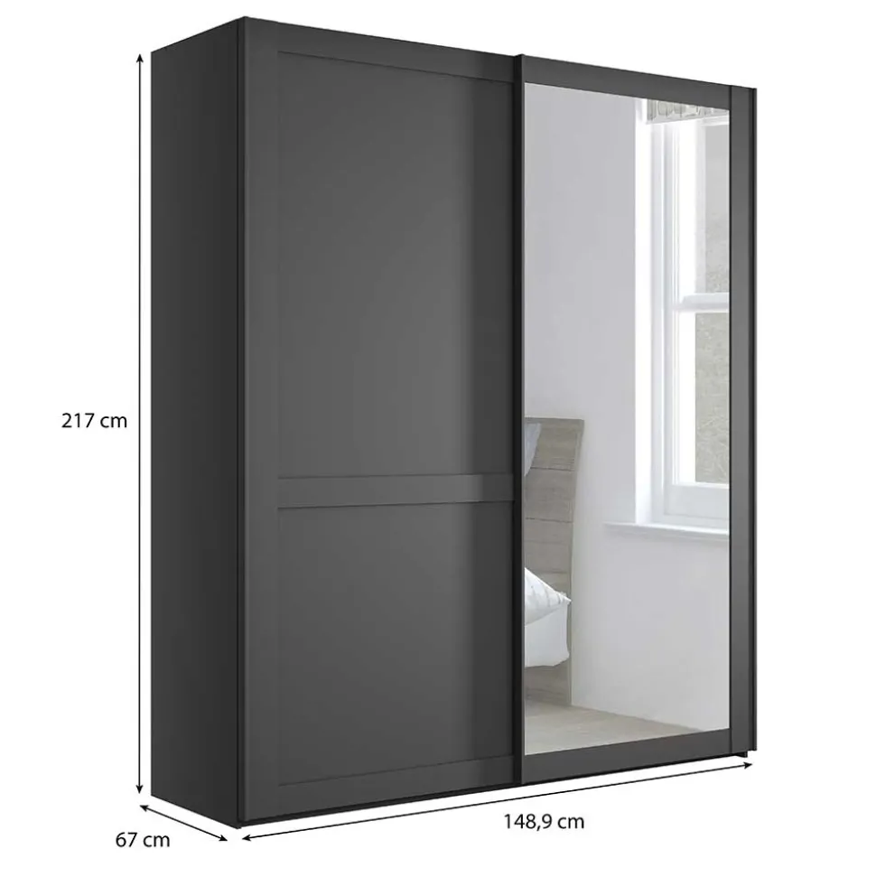 Schiebetürenschrank Dunkelgrau Hierro
