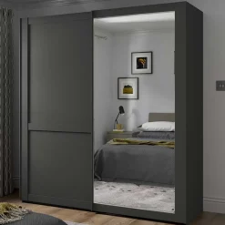 Schiebetürenschrank Dunkelgrau Hierro