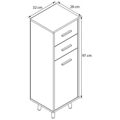 Schmaler Bad Schrank Kanmura
