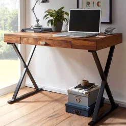 Schreibtisch Holz und Metall Tsubasa
