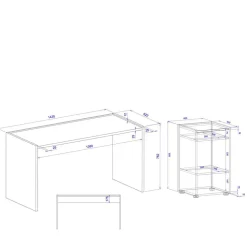 Schreibtisch mit Regalelement Rascian
