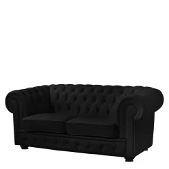Schwarzes Chesterfield Ledersofa Vinzenzo