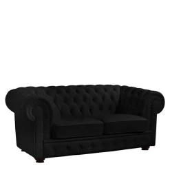 Schwarzes Chesterfield Ledersofa Vinzenzo