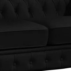 Schwarzes Chesterfield Ledersofa Vinzenzo