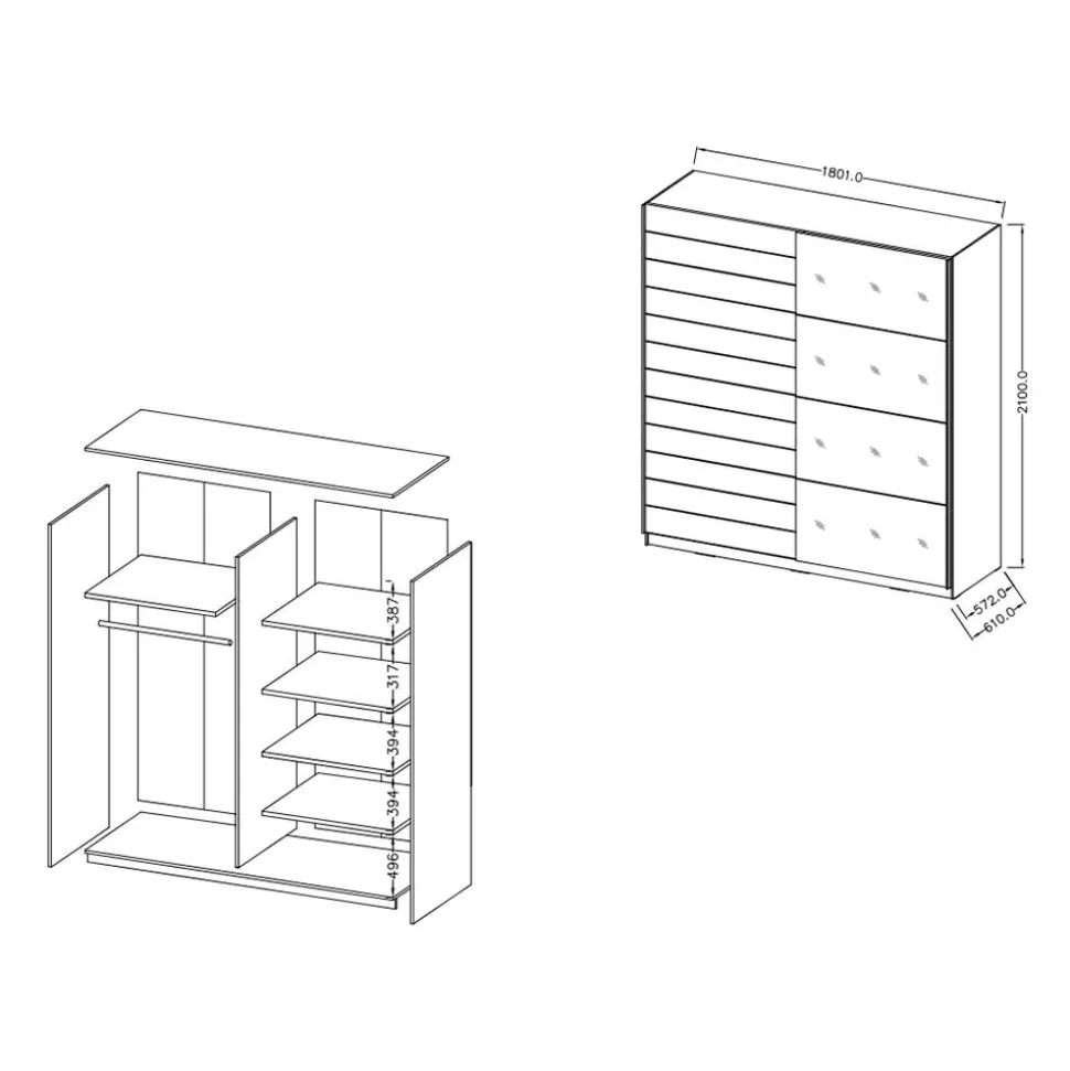 Schwebetürenkleiderschrank Salassos