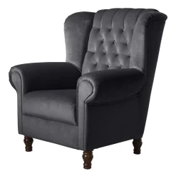 Sessel Anthrazit Samt Kean