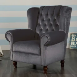 Sessel Anthrazit Samt Kean