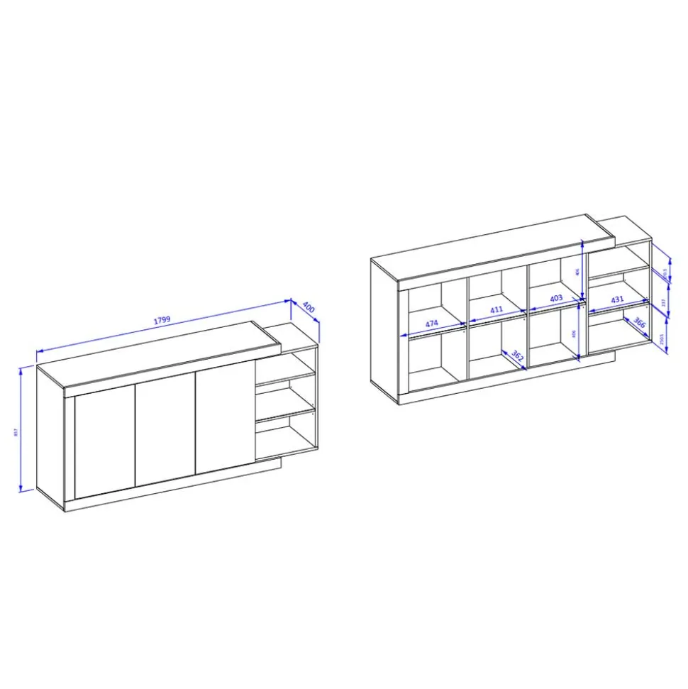Sideboard mit Regal Prismo