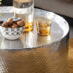 Silberner Couchtisch Lucie