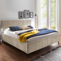 Velours Polsterbett Beige Sonna