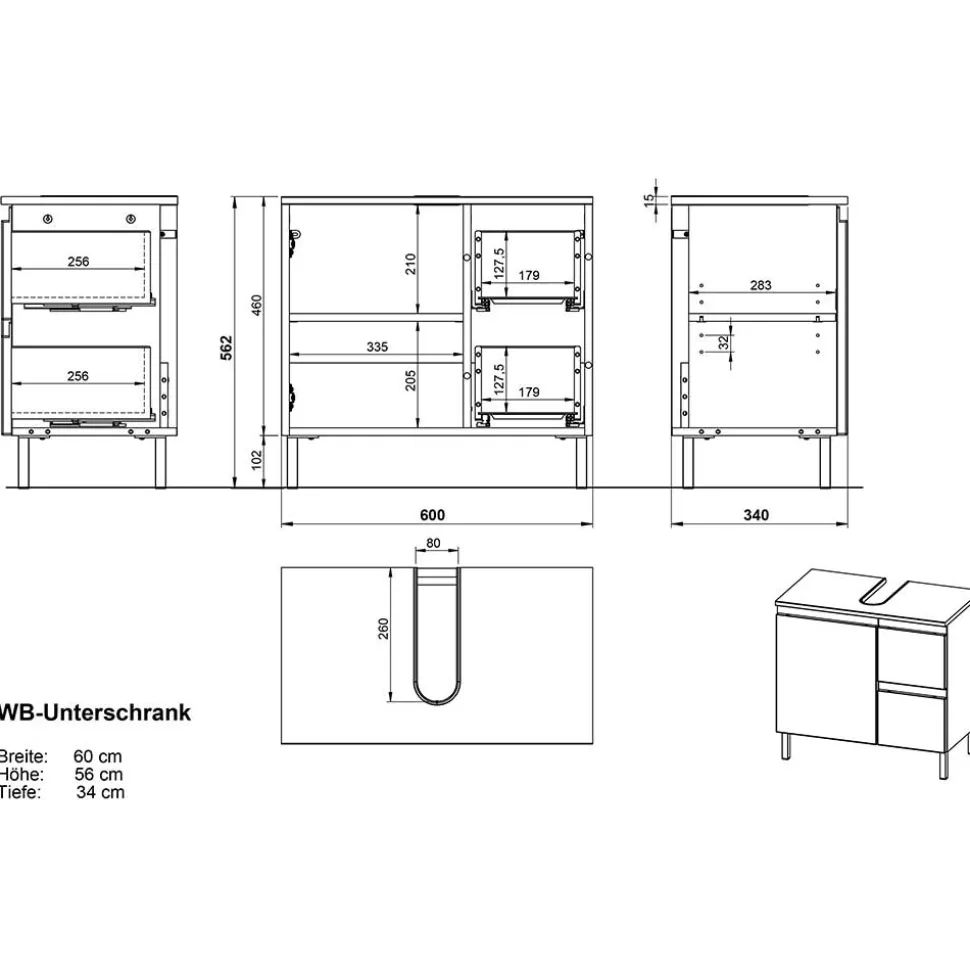 Waschbeckenunterschrank Ortensia