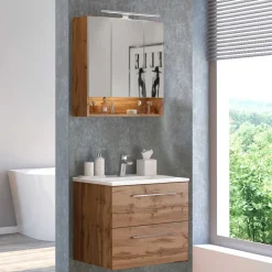 Waschtisch und LED Spiegelschrank Dolveran