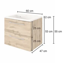 Waschtisch und LED Spiegelschrank Dolveran