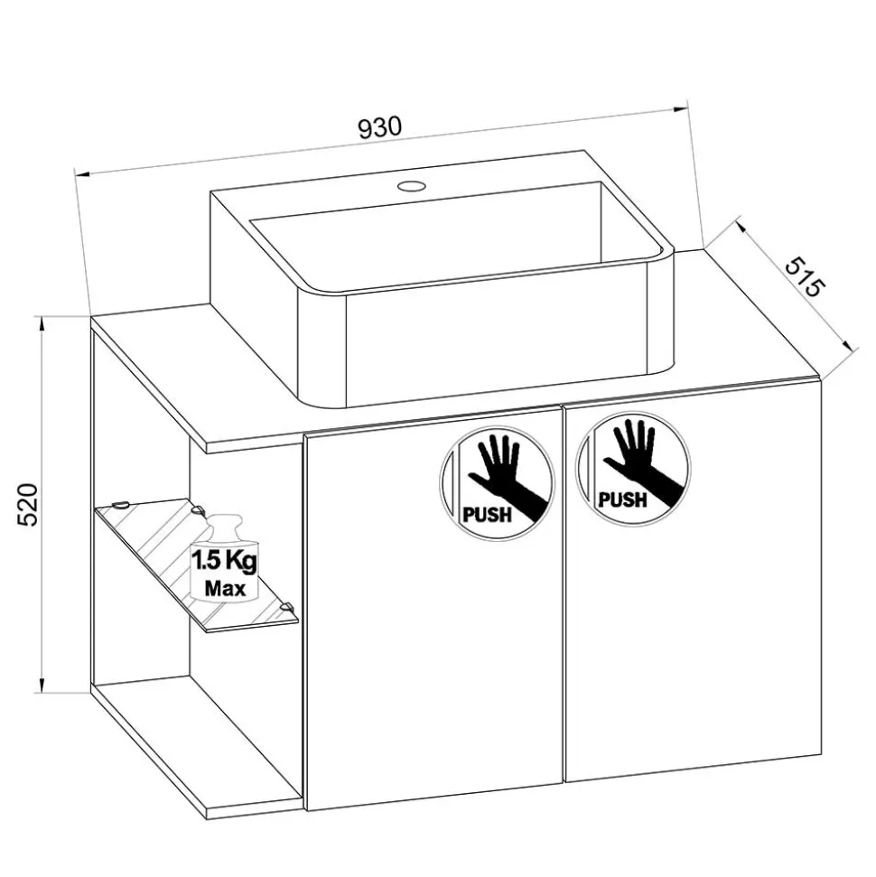 Waschtischschrank mit Becken Pseidoca