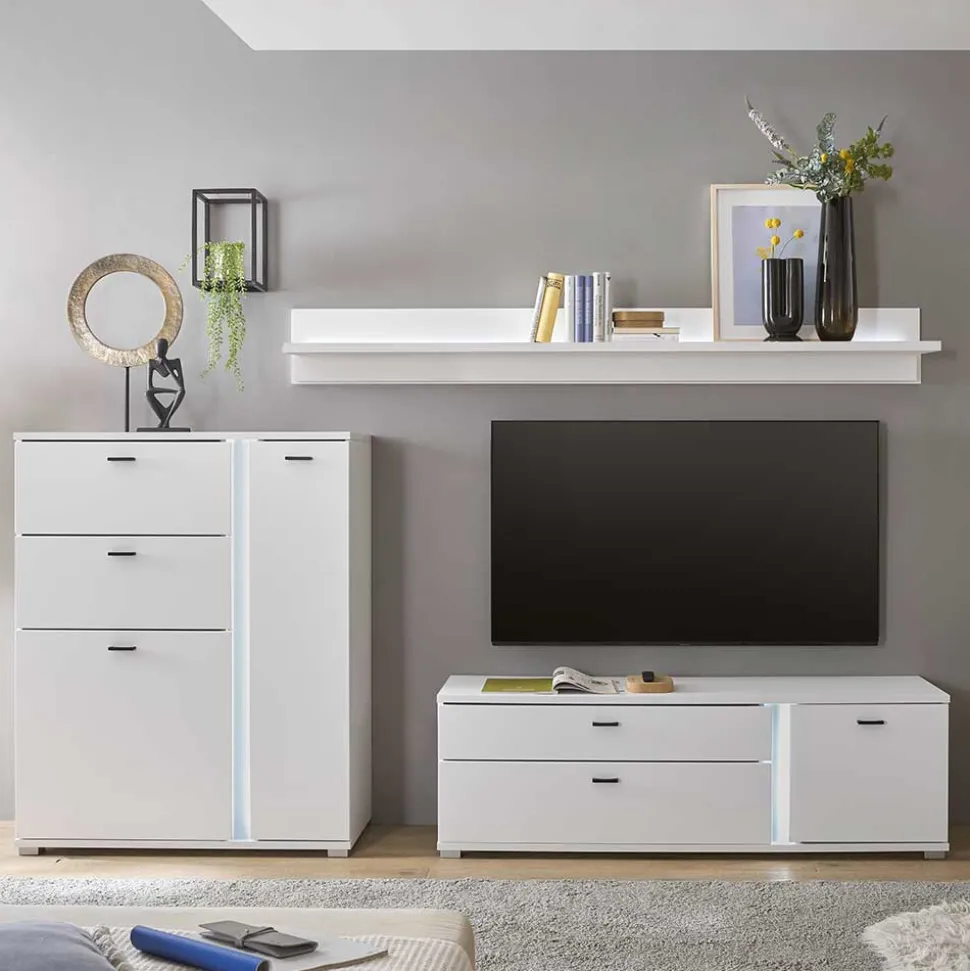 Weiße Design Wohnwand Constantin