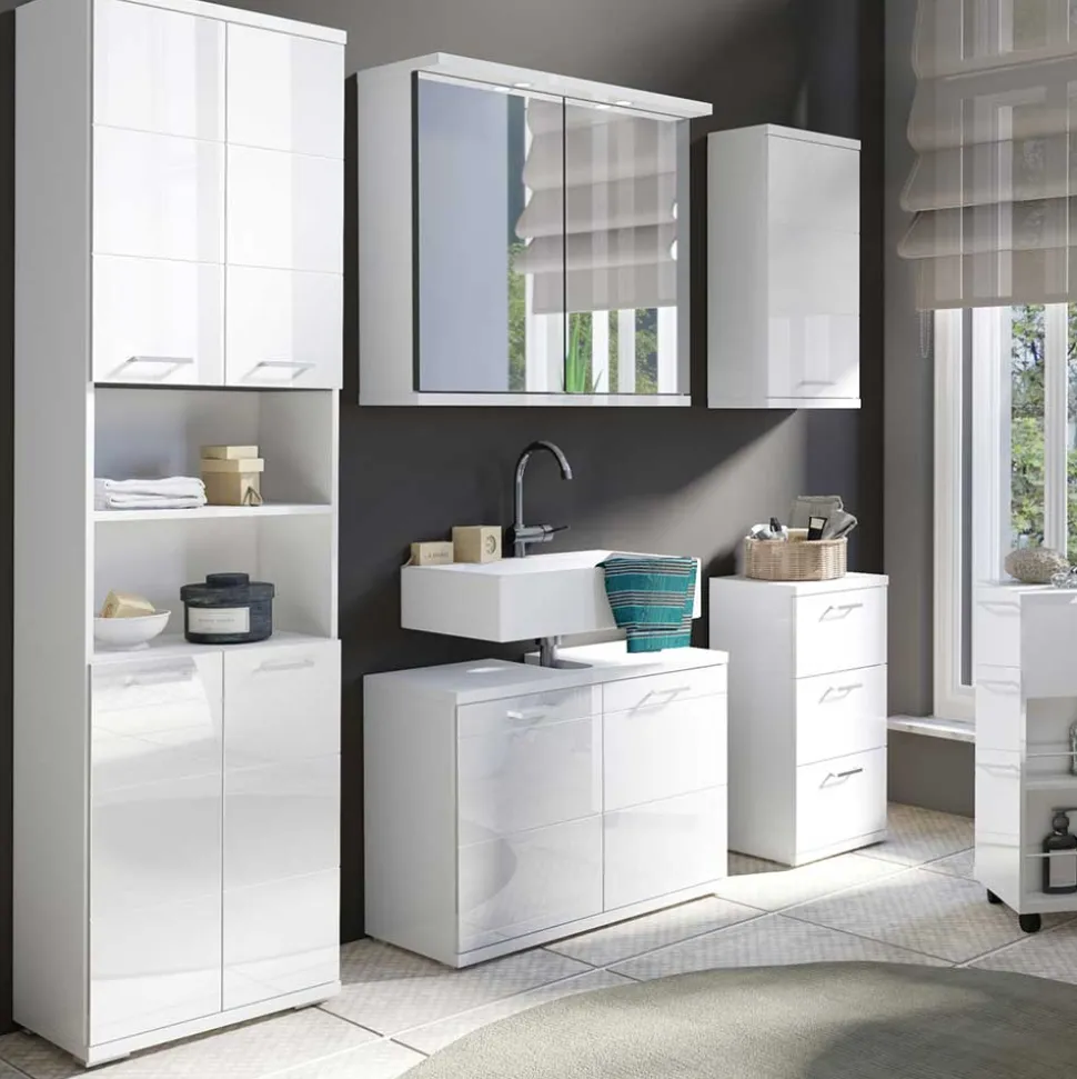 Weißer Badhochschrank Zirco