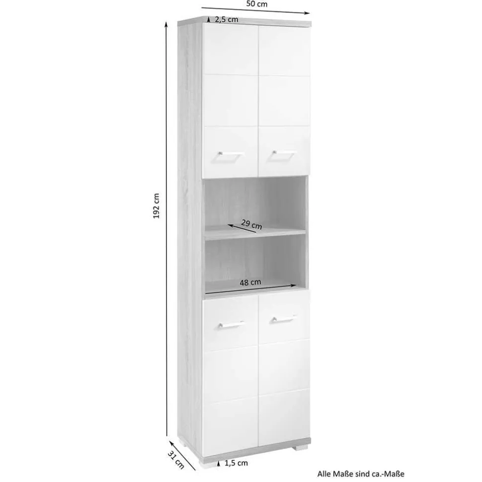 Weißer Badhochschrank Zirco