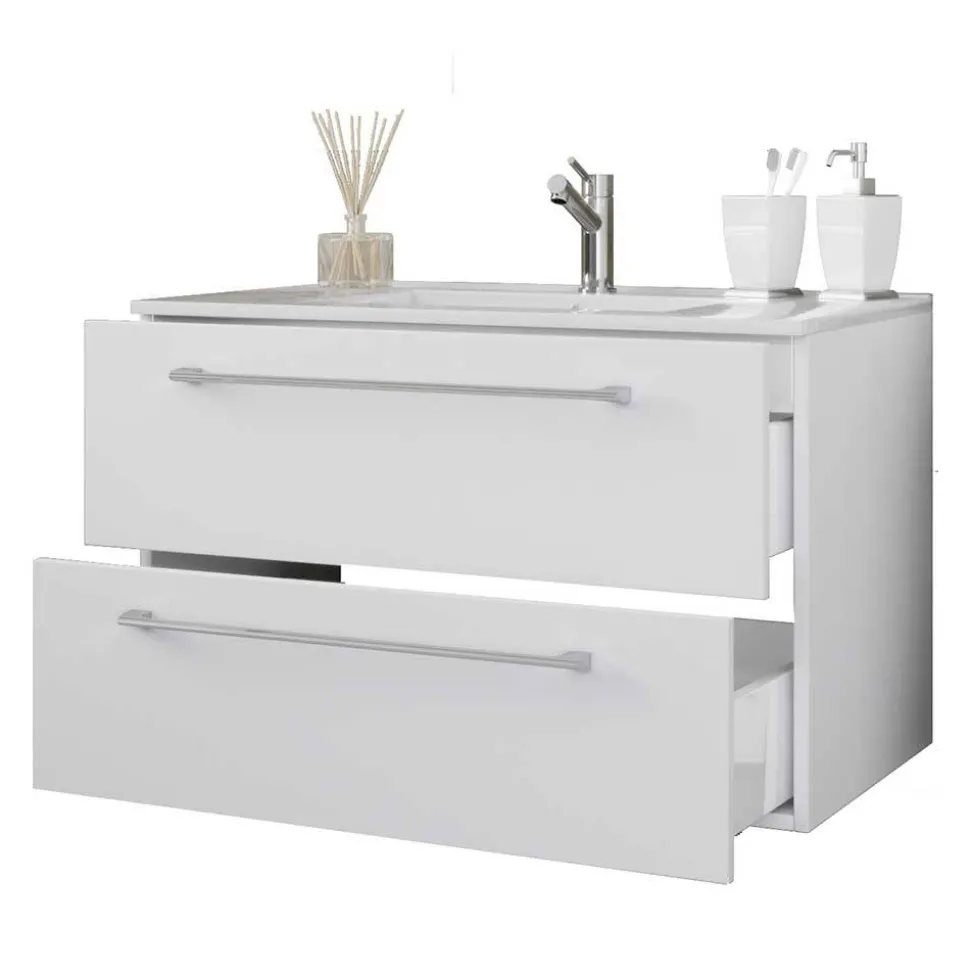 Weißer Waschbeckenschrank Selami