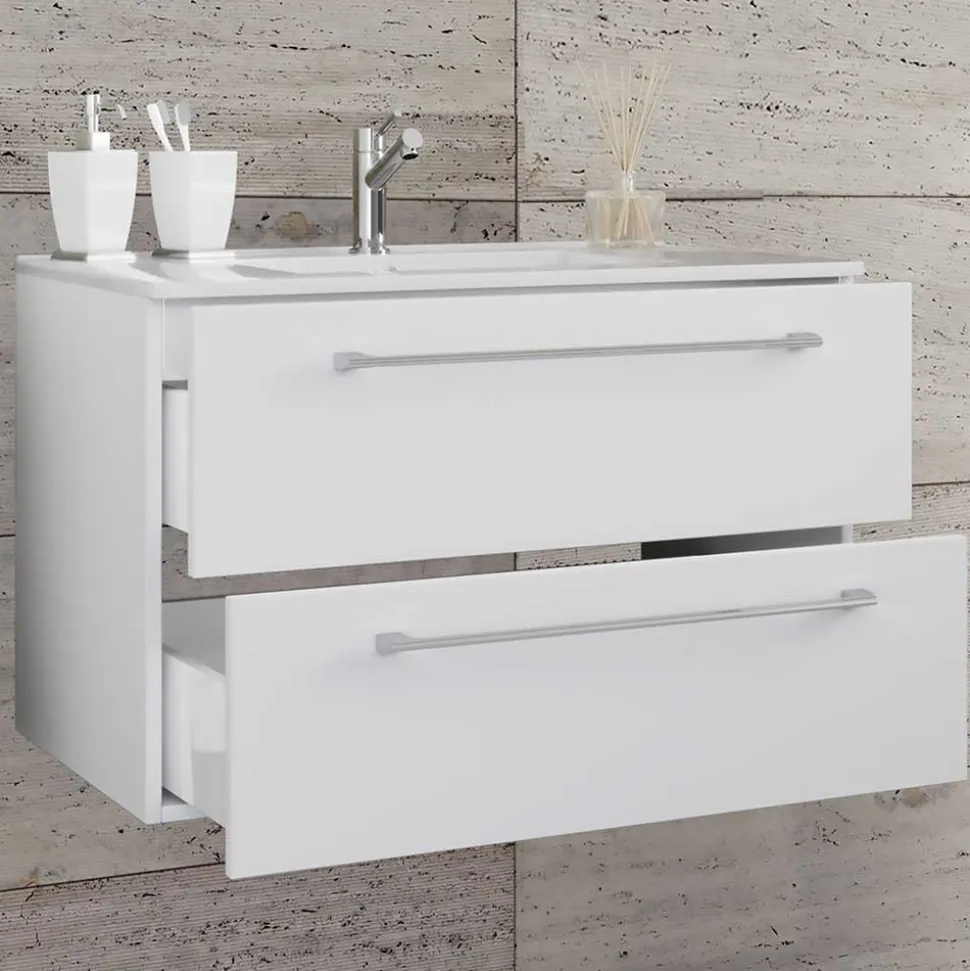 Weißer Waschbeckenschrank Selami