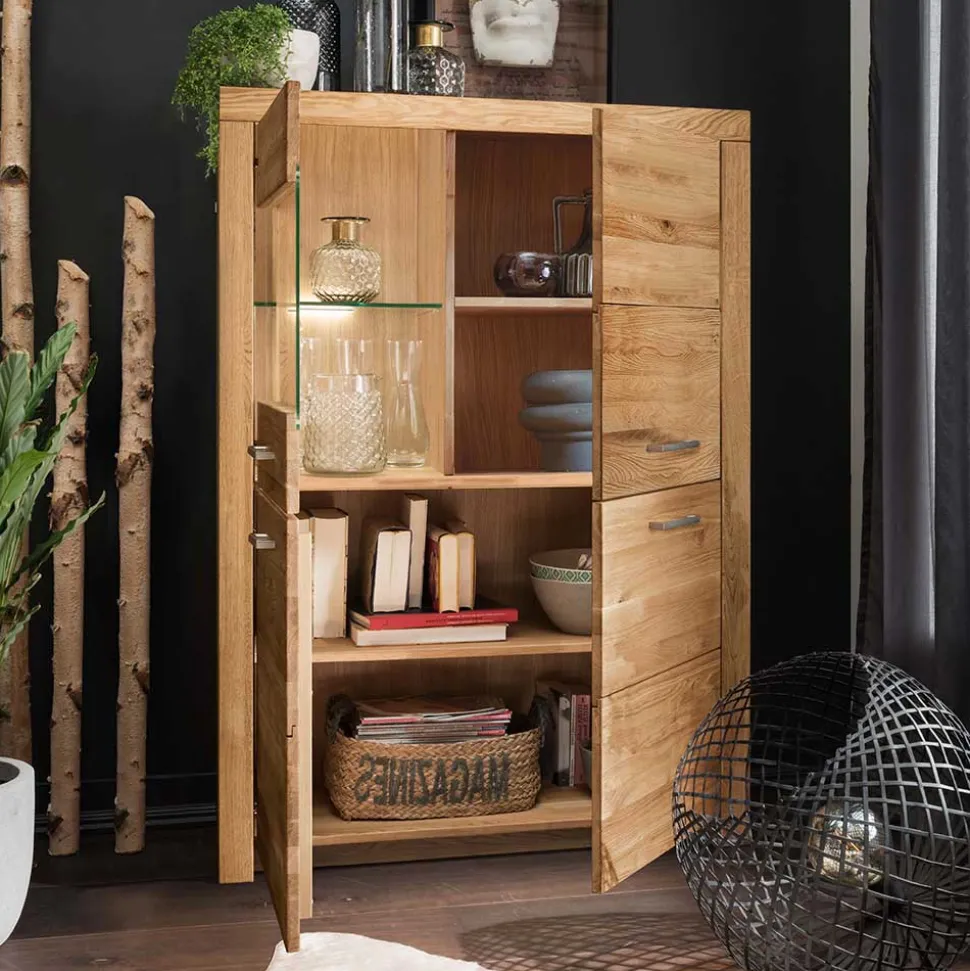 Wildeiche Highboard Divrina