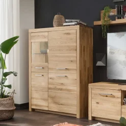 Wildeiche Highboard Divrina