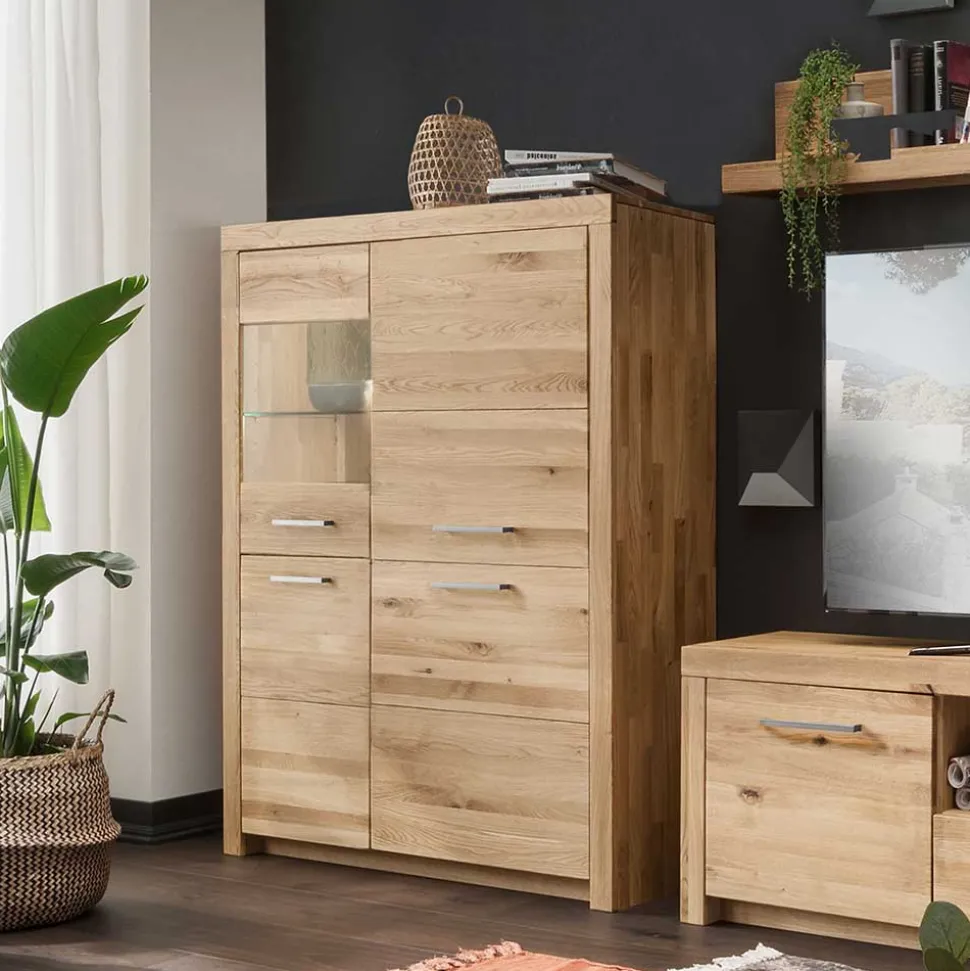 Wildeiche Highboard Divrina