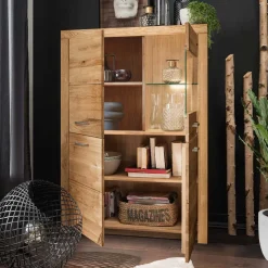 Wildeiche Vitrinenschrank Divrina