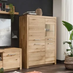 Wildeiche Vitrinenschrank Divrina