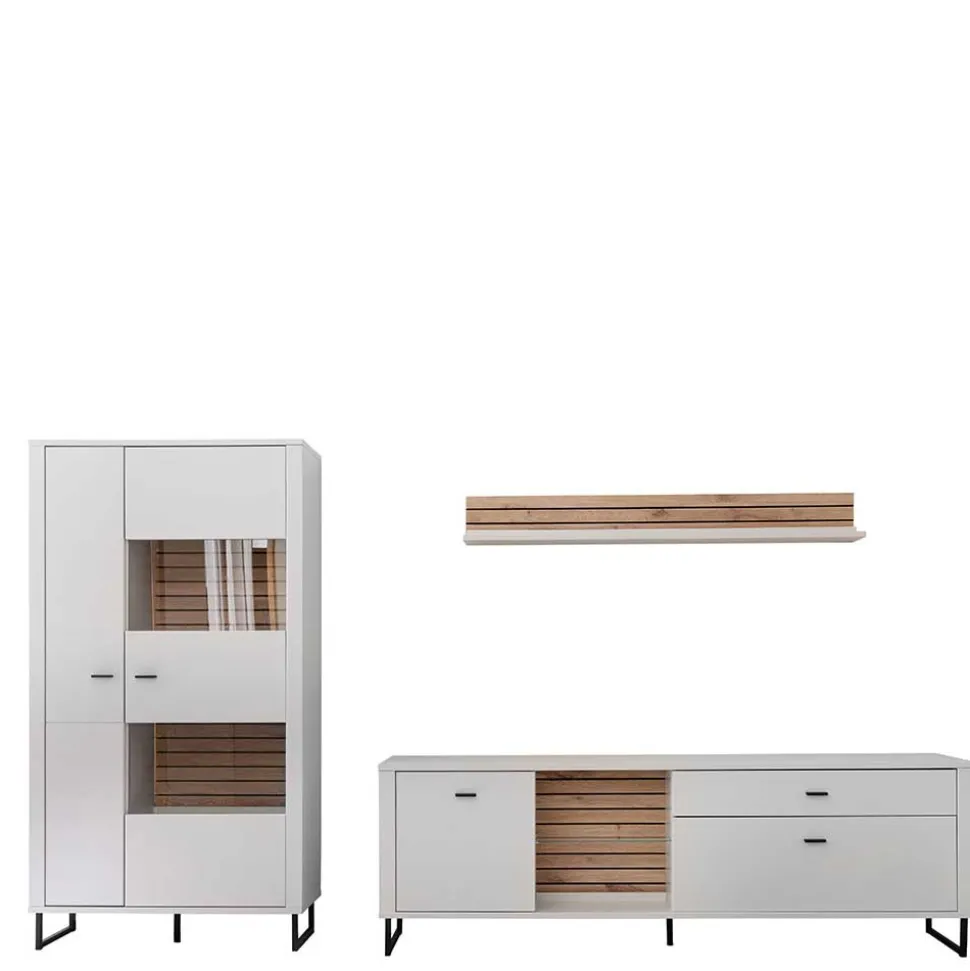 Wohnwand weiß modern Polar