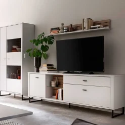 Wohnwand weiß modern Polar