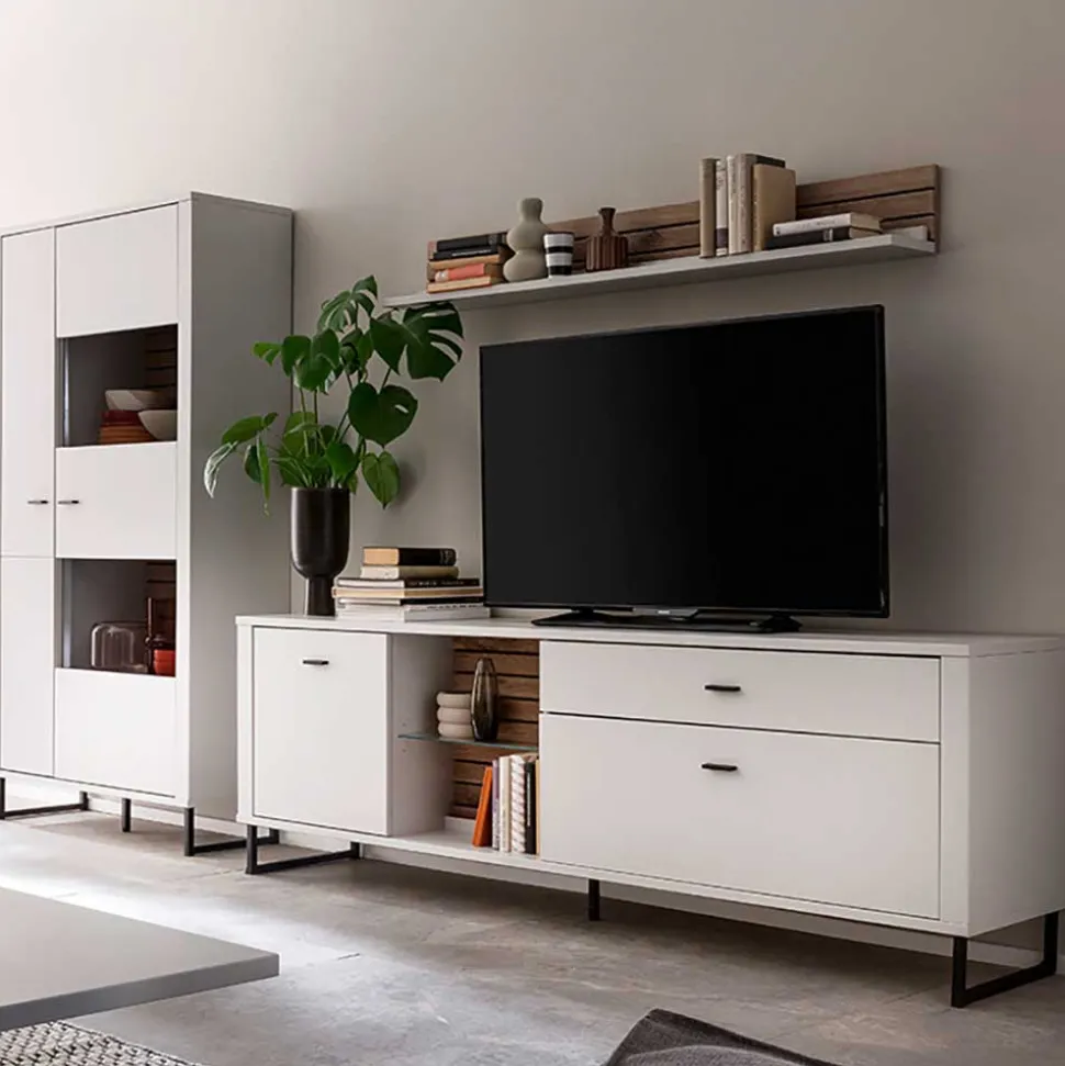 Wohnwand weiß modern Polar