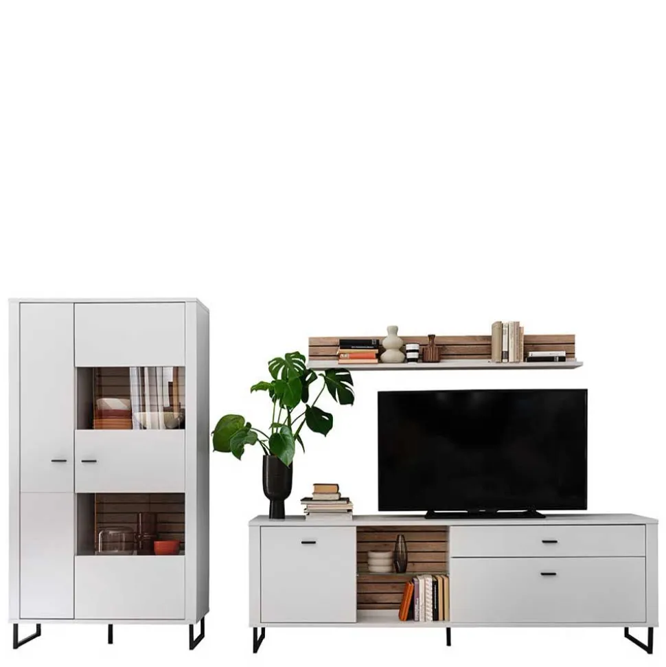 Wohnwand weiß modern Polar