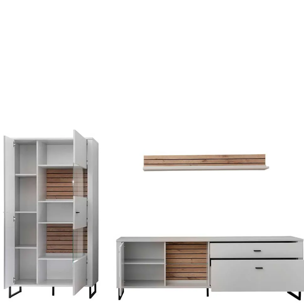 Wohnwand weiß modern Polar